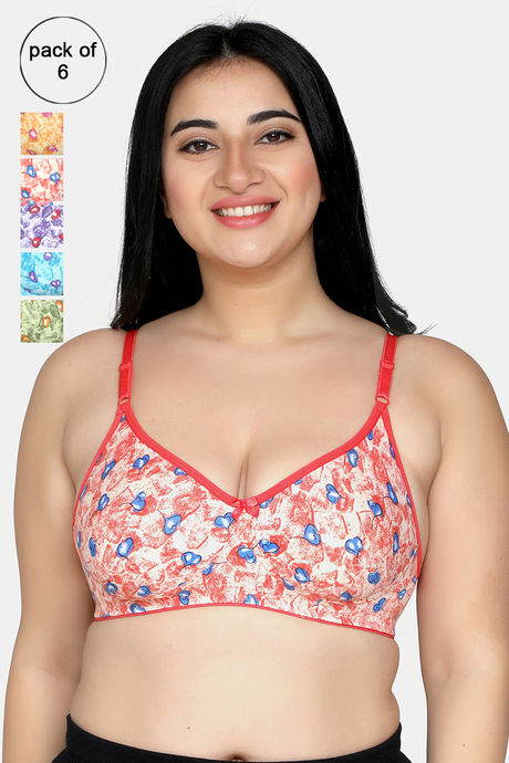 Buy SKDREAMS Women White Solid Cotton Pack of 6 Bras Online at