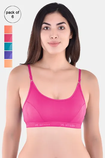 Buy Sk Dreams Relaxed Non Padded Sports Bra (Pack of 6) - Assorted at  Rs.770 online