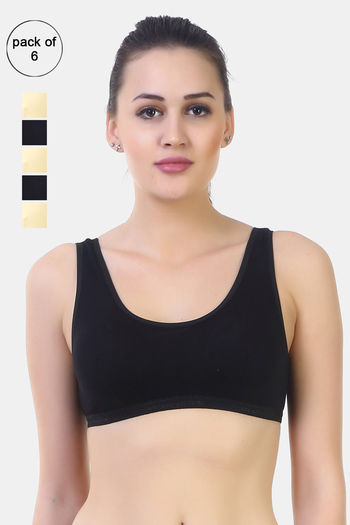 Buy Sk Dreams Relaxed Non Padded Sports Bra (Pack of 6) - Assorted