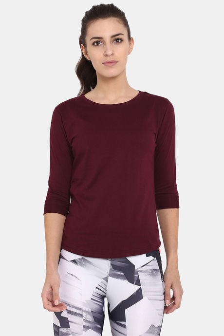 Appulse Cotton Three Forth Sleeve Round Neck Sports T-Shirt Maroon