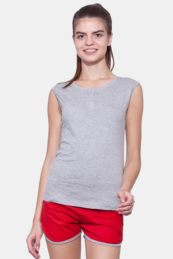 Buy Space Blue & Grey Melange Tops & Tshirts for Women by ENAMOR Online