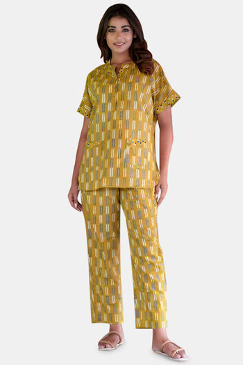 Buy Navyas Fashion Cotton Loungewear Dress Mustard at