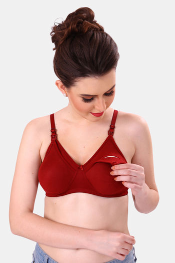 Buy MomToBe Double Layered Non-Wired Full Coverage Maternity / Nursing Bra  - Maroon at Rs.625 online
