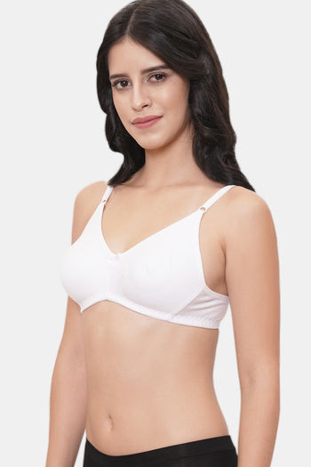 LILY Cotton Double Layered Non Wired 3/4th Coverage T-Shirt Bra - White