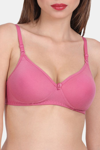 LIGHT PINK HALF LACY PADDED NON WIRED 3/4TH COVERAGE T-SHIRT BRA - COM –  AAVOW