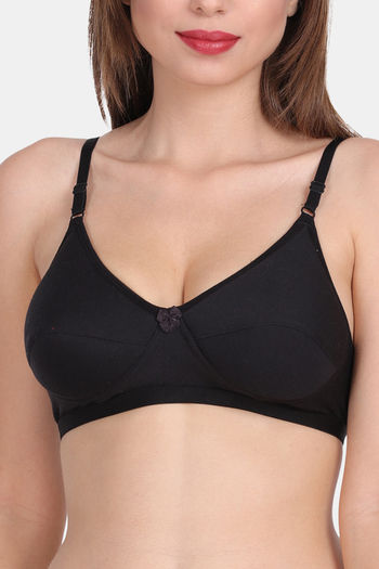 Buy Elipser Women Black Cotton Non Padded Wire Free Full Coverage Bra (34B)  Online at Best Prices in India - JioMart.
