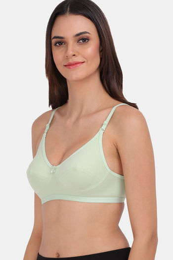 Lily Single Layered Non Wired High / 3/4Th + Coverage Sleep Bra - Parrot  Green