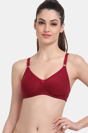 MAROON Nude Polycotton Non Padded Seamless Wirefree Women's Set of