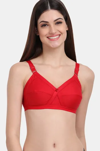 Buy Lily Single Layered Non-Wired Full Coverage Minimiser Bra - Red at Rs.899  online