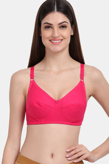 Buy Zivame Double Layered Non Wired 3/4th Coverage Bra - Dark Pink Floral -  D Cup Online - Lulu Hypermarket India