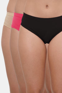 Buy Lily Mid Rise Cotton Hipster Panty (Pack of 3) - Black Coral Skin