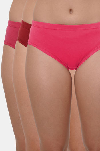 Buy Lily Mid Rise Cotton Hipster Panty (Pack of 3) - Coral Maroon Pink at  Rs.1399 online