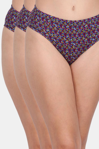 Buy Lily Cotton Printed Hipster Panty (Pack of 3) - Blue at Rs.899