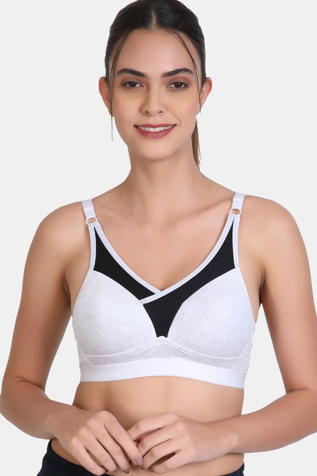 Buy Lily Cotton Lightly Padded Full Coverage Sports Bra - Grey at