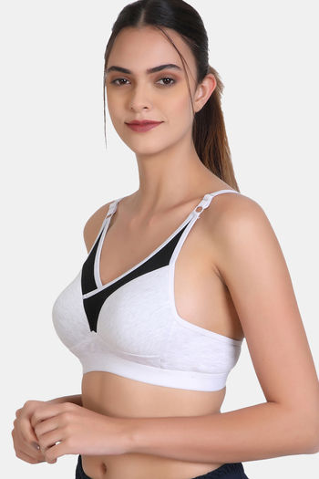 Buy Lily Cotton Lightly Padded Full Coverage Sports Bra - Grey at Rs.999  online