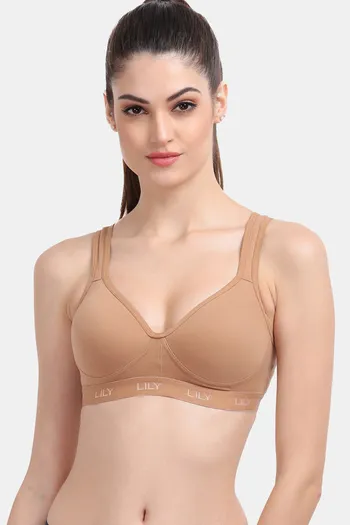 Buy Lily Easy Movement Slip On Racerback Sports Bra - Golden at Rs