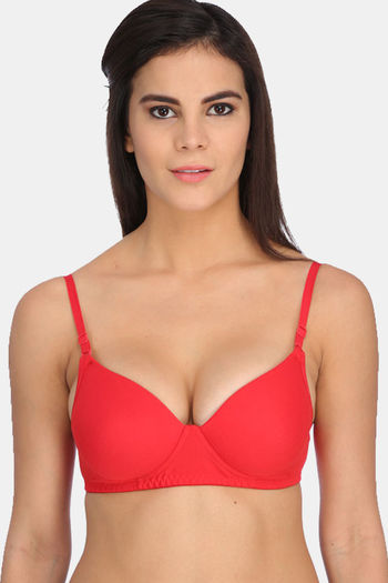 Buy Tipsy Women's Lace Padded Push-up Non-Wired Designer Bra Panty Set (Red,  30) at