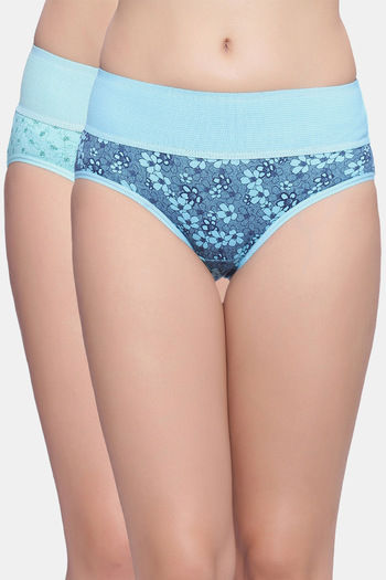 Buy Rosaline Medium Rise Full Coverage Tummy Tucker Hipster Panty (Pack of 2)  - Assorted at Rs.399 online