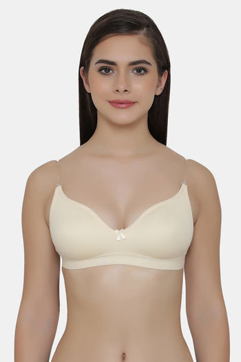 Clovia Cotton Rich Non-Wired T-Shirt Bra With Transparent Multiway Straps  Women Full Coverage Non Padded Bra - Buy Beige Clovia Cotton Rich Non-Wired  T-Shirt Bra With Transparent Multiway Straps Women Full Coverage
