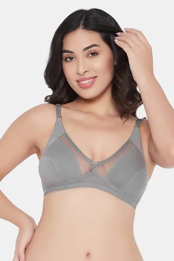 Buy Clovia Cotton Spandex Solid Non-Padded Full Cup Wire Free Everyday Bra  - Light Green Online