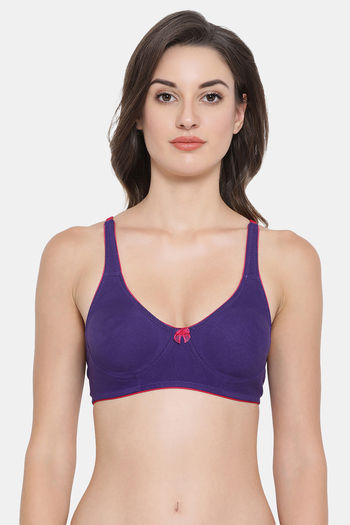 Buy Clovia Single Layered Non Wired Medium Coverage T-Shirt Bra - Purple