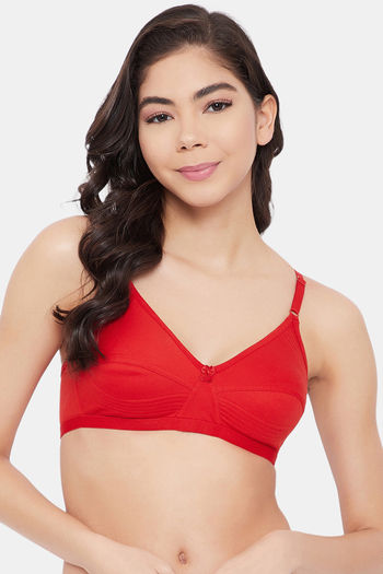 Buy Clovia Double Layered Non Wired Full Coverage T-Shirt Bra - Red at Rs.599  online