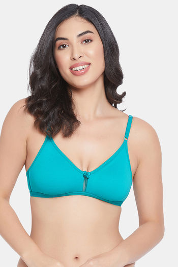 Buy Non-Padded Non-Wired Full Cup Bra In Green - Cotton Rich