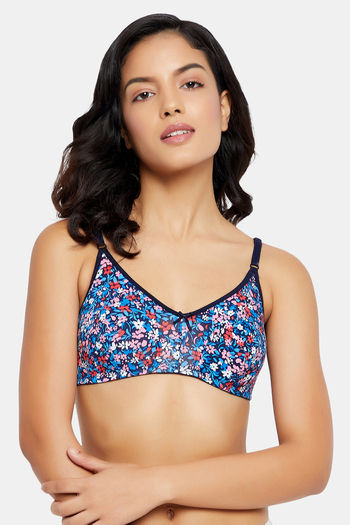 Buy Clovia Single Layered Non Wired Full Coverage T-Shirt Bra - Navy Blue  at Rs.353 online