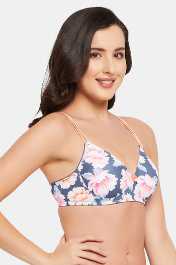Buy Clovia Lightly Padded Non Wired Full Coverage T-Shirt Bra - Navy Blue  at Rs.1199 online