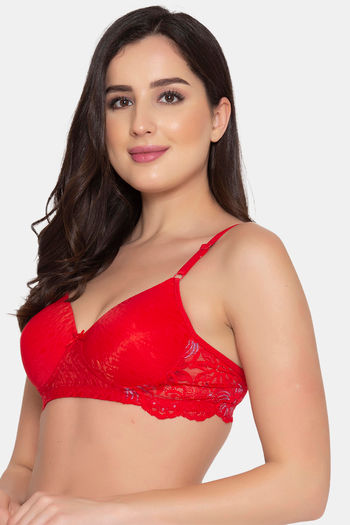 Buy Clovia Padded Non Wired Full Coverage T-Shirt Bra - Red at Rs.528  online
