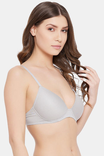 Buy Clovia Padded Non-Wired Medium Coverage T-Shirt Bra - Grey at