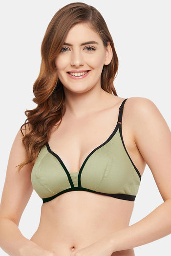 Buy Clovia Double layered Non Wired Full Coverage T-Shirt Bra - Olive at  Rs.353 online