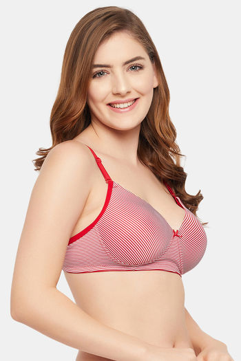 Buy Clovia Padded Non-Wired Full Coverage T-Shirt Bra - Red at Rs