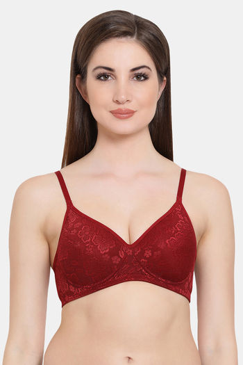 N-Gal Non Padded Non Wired Medium + Coverage Lace Bra - Red