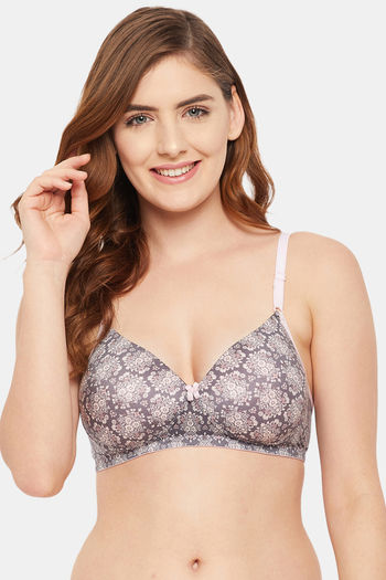 Clovia Padded Non Wired Full Coverage T-Shirt Bra - Grey