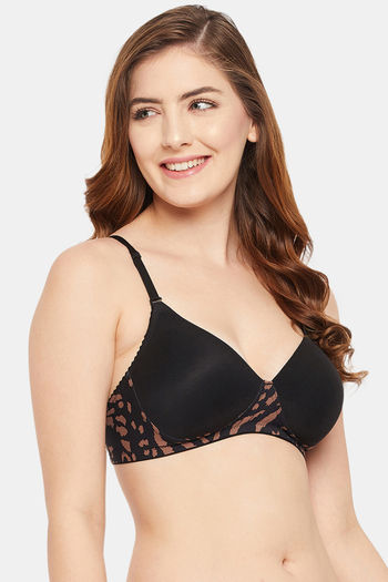 Buy Clovia Padded Non Wired Full Coverage T-Shirt Bra - Black at