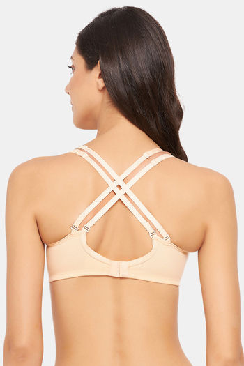 Buy Clovia Double Layered Non-Wired Full Coverage T-Shirt Bra - Beige at  Rs.353 online