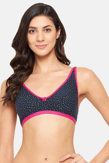 Buy Clovia Double Layered Non Wired Medium Coverage T-Shirt Bra - Navy Blue  at Rs.353 online