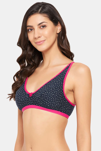 Buy Clovia Double Layered Non Wired Medium Coverage T-Shirt Bra - Navy Blue  at Rs.599 online