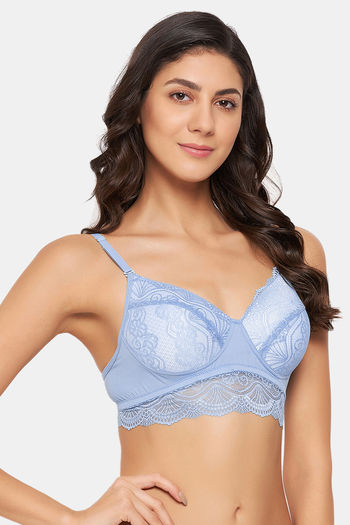 Buy Clovia Lightly Lined Non Wired Full Coverage Bralette - Blue at Rs.659  online