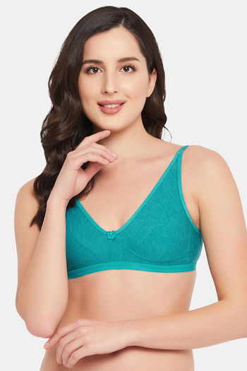 Buy CLOVIA Blue Padded Underwired Demi Cup T-shirt Bra in Turquoise Blue -  Cotton