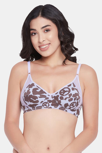 Buy Padded Non-Wired Full Cup Zebra Print T-shirt Bra in Purple