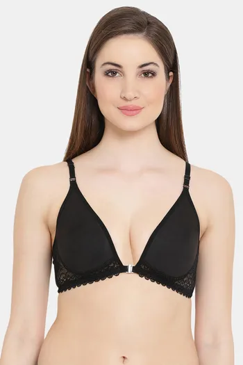Buy Clovia Black Lace Bra With Bikini Panty for Women Online