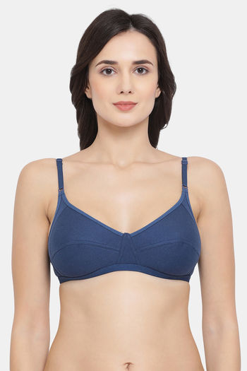 Buy Non-Padded Non-Wired Full Cup Bra in Blue - Cotton Rich Online