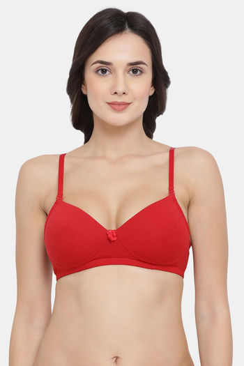 Buy Clovia Lightly Padded Non Wired Full Coverage T-Shirt Bra - Red at  Rs.1199 online