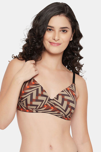 Clovia Lightly Padded Non Wired Full Coverage T-Shirt Bra - Brown