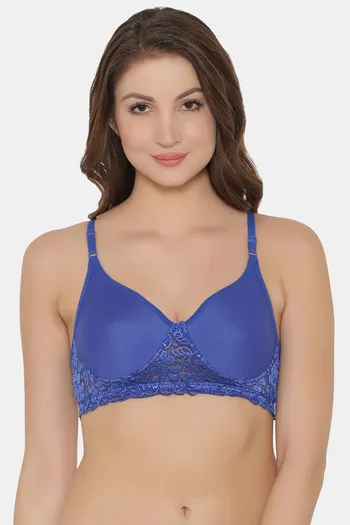 Buy Clovia Lightly Padded Non Wired Full Coverage T-Shirt Bra - Blue at  Rs.360 online