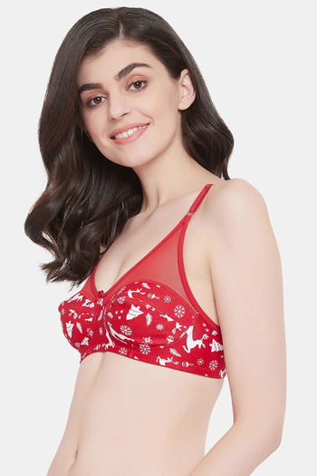Buy Clovia Double Layered Non Wired Full Coverage Basic Bra - Red