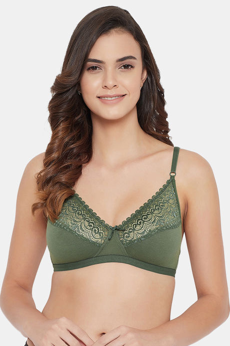 Buy CLOVIA Green Women's Non Padded Lace Full Coverage Bra