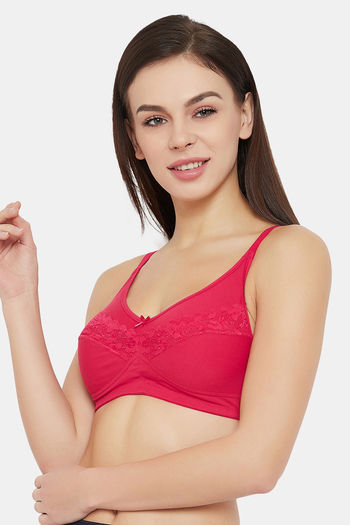 Clovia Pink Cotton Solid Non Wired T-shirt Bra With Layered Cups And High  Waist Hipster